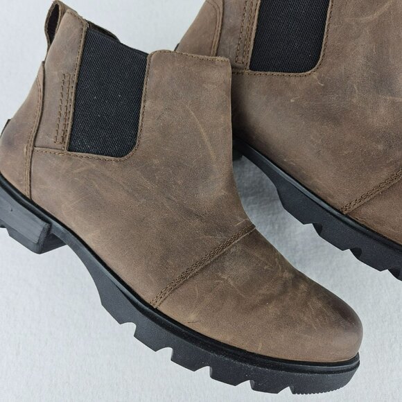 SOREL Leather Booties Womens 7.5 Brown Emelie Chelsea Boot Great Condition - Picture 1 of 15